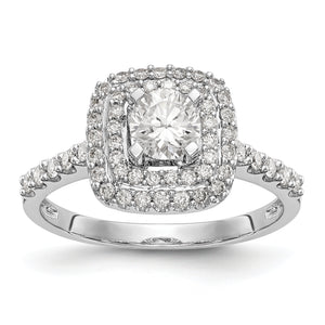 14K White Gold Diamond Semi-Mount Double Cushion HaloEngagement Ring