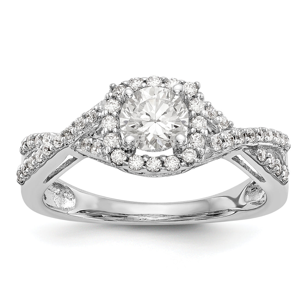 14K White Gold Diamond Semi-Mount Halo Engagement Ring