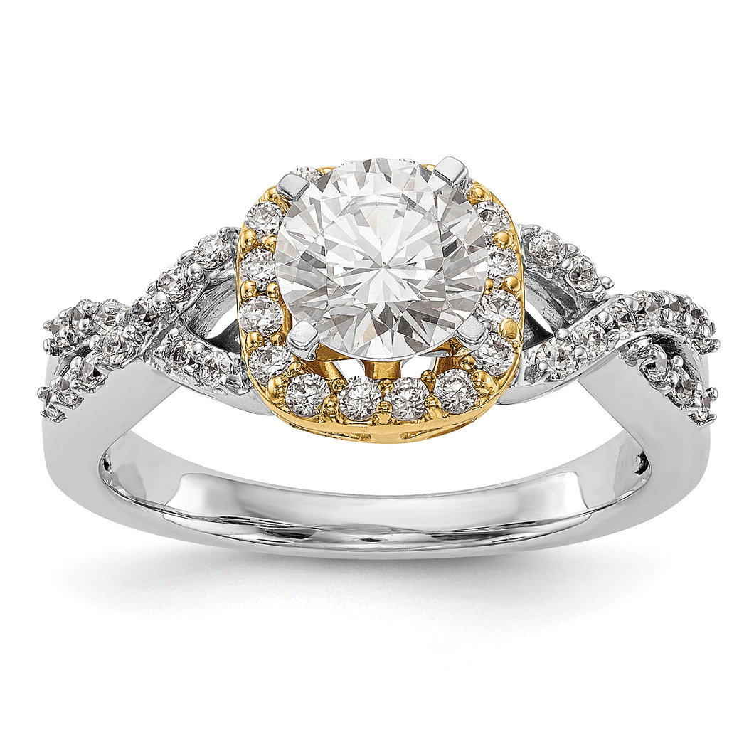 14ktt Peg Set Diamond Semi-Mount Halo Engagement Ring