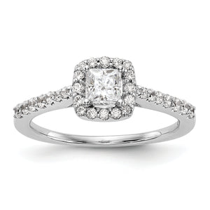 14K White Gold Diamond Princess Semi-Mount Square Halo Engagement Ring