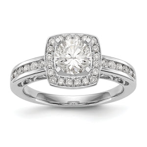 14kw Peg Set Diamond Princess Semi-Mount Cushion Halo Engagement Ring