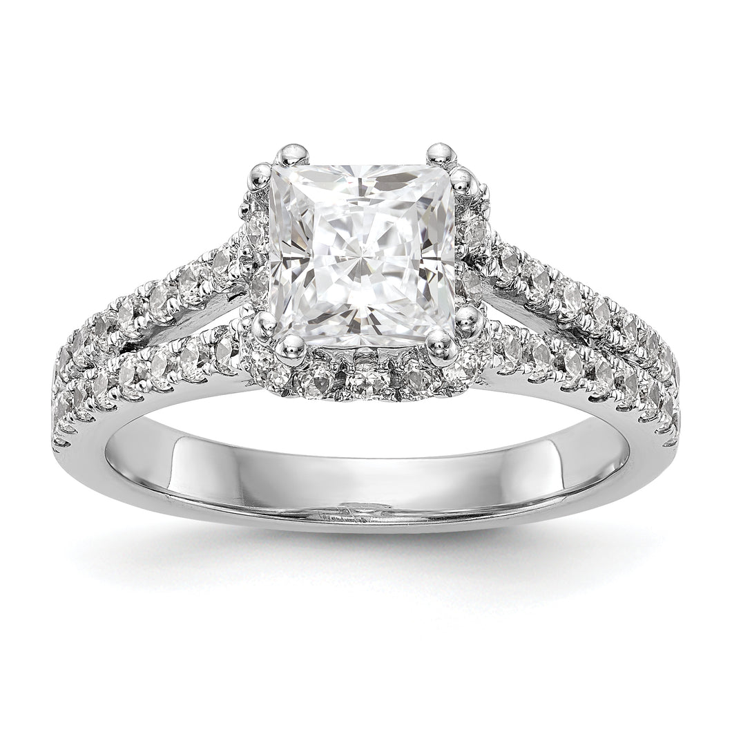 14K White Gold Diamond Princess Semi-Mount Square Halo Engagement Ring