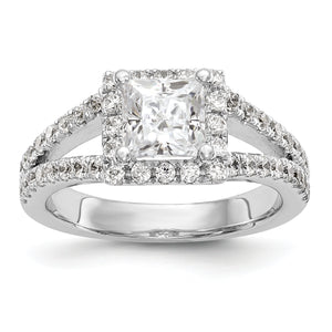 14K White Gold Diamond Princess Semi-Mount Square Halo Engagement Ring