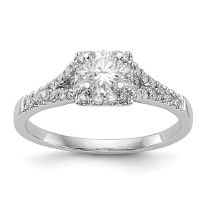 14K White Gold Diamond Princess Semi-Mount Square Halo Engagement Ring