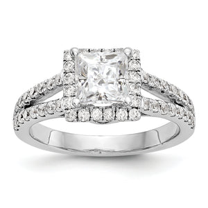 14K White Gold Diamond Princess Semi-Mount Halo Engagement Ring