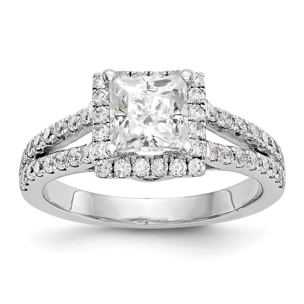 14K White Gold Diamond Princess Semi-Mount Halo Engagement Ring