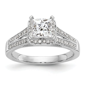 14K White Gold Diamond Princess Semi-Mount Halo Engagement Ring