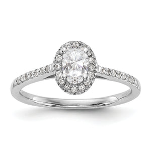 14K White Gold Diamond Oval Semi-Mount Oval Halo Engagement Ring