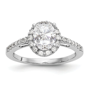 14K White Gold Diamond Oval Semi-Mount Oval Halo Engagement Ring