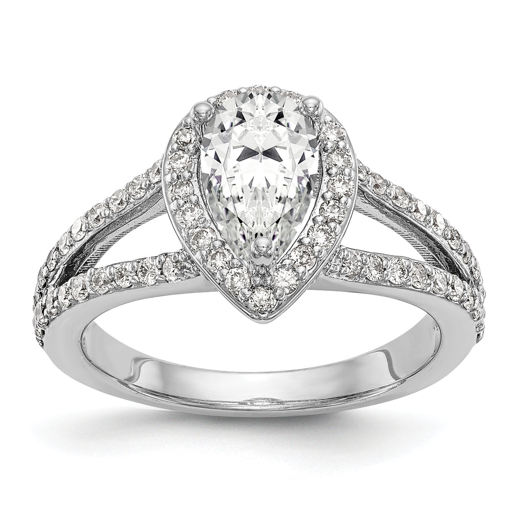 14kw True Origin Lab Grown Diamond VS/SI, D E F, S/M Pear Halo Eng. Ring