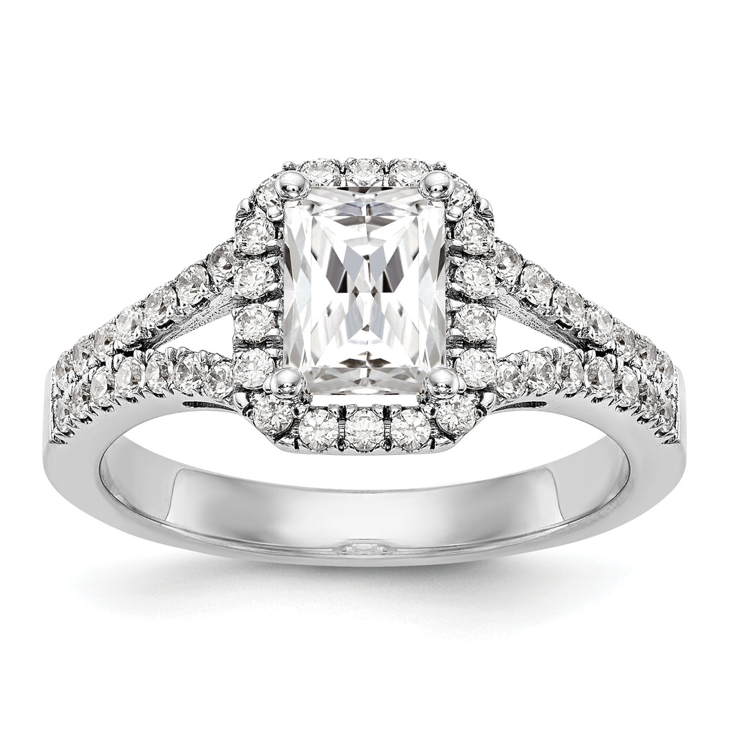 14kw True Origin Lab Grown Diamond VS/SI, D E F, S/M Emerald Halo Eng. Rin