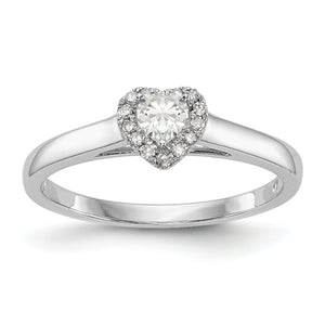 14K White Gold Diamond Heart Semi-Mount Halo Engagement Ring