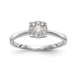 14K White Gold Complete Diamond Cluster Engagement Ring