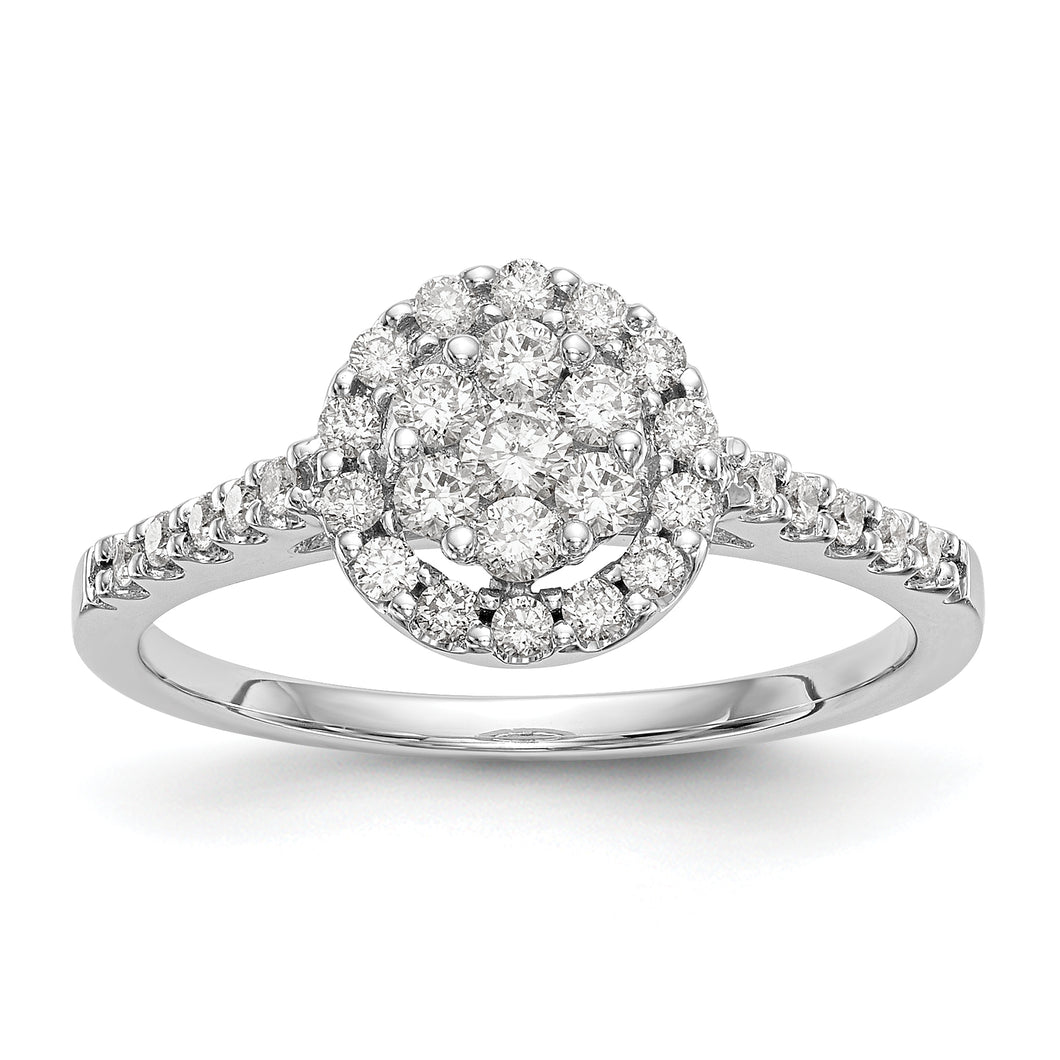 14K White Gold Complete Diamond Cluster Engagement Ring