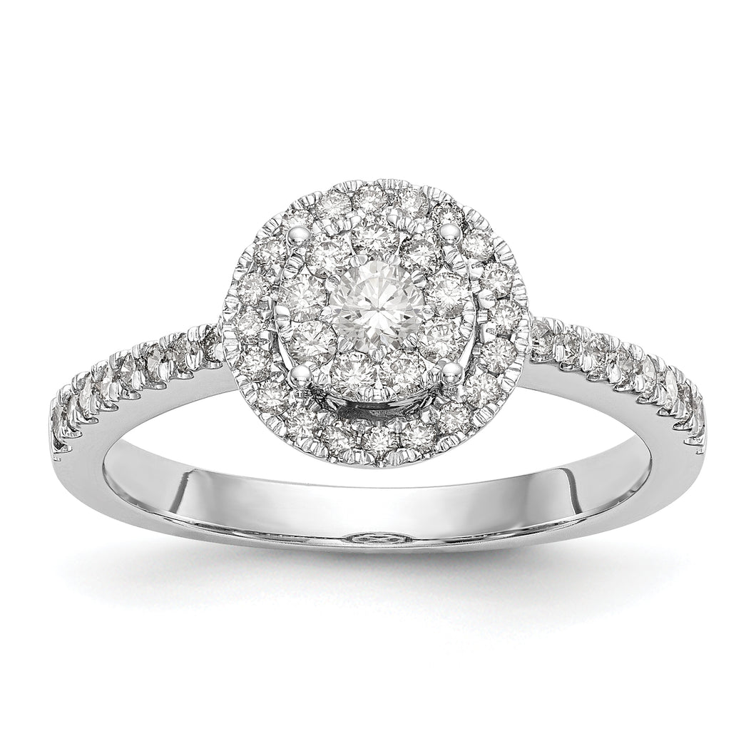 14K White Gold Complete Diamond Cluster Engagement Ring