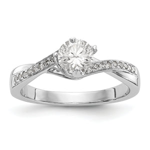 14k White Gold Diamond Round Semi-mount By-Pass Engagement Ring