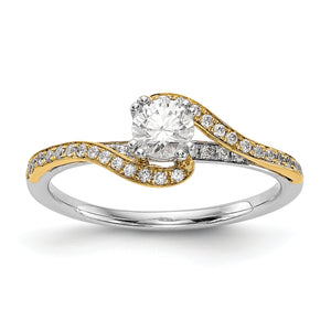 14k Two-tone Peg Set Diamond Semi-mount By-Pass Engagement Ring