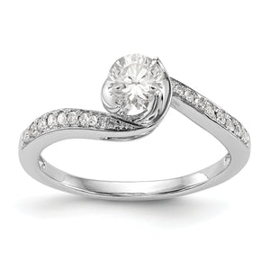 14k White Gold Diamond Round Semi-mount By-Pass Engagement Ring