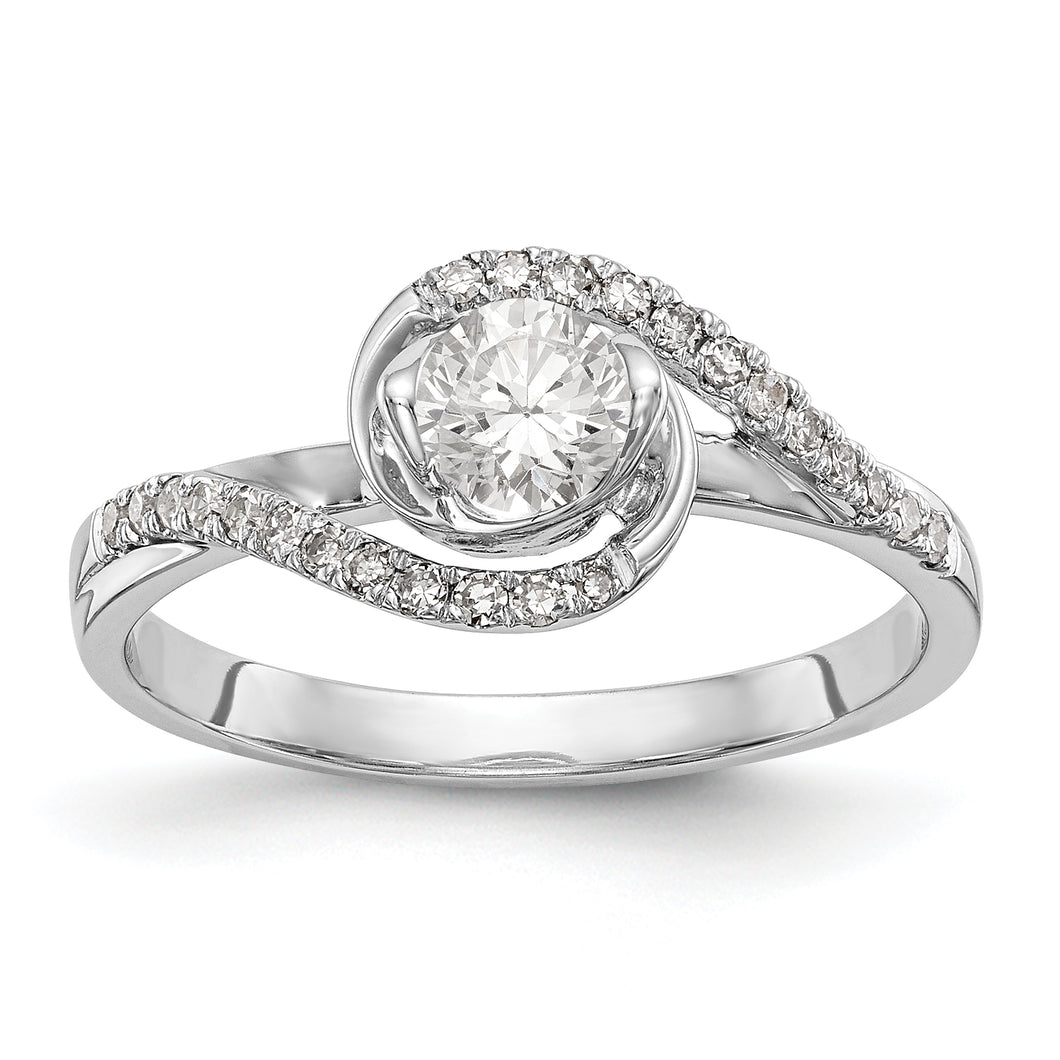 14k White Gold Diamond Round Semi-mount By-Pass Engagement Ring