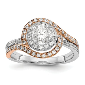 14k Two-tone Diamond Round Semi-mount By-Pass Engagement Ring