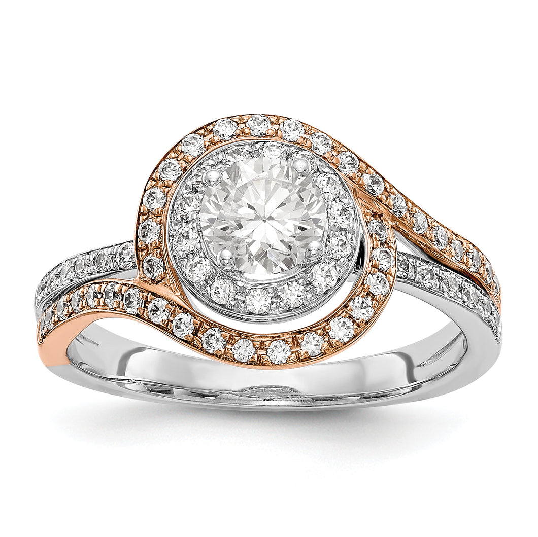 14k Two-tone Diamond Round Semi-mount By-Pass Engagement Ring