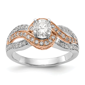 14k Two-tone Diamond Round Semi-mount By-Pass Engagement Ring