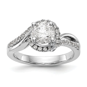 14k White Gold Diamond Round Semi-mount By-Pass Engagement Ring