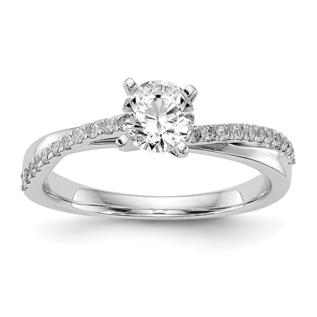 14k White Gold Peg Set Diamond Semi-mount By-Pass Engagement Ring