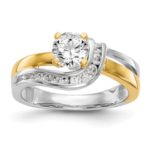 14k Two-tone Peg Set Diamond Semi-mount By-Pass Engagement Ring