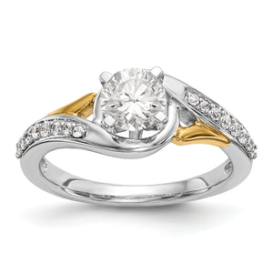 14k White Gold Peg Set Diamond Semi-mount By-Pass Engagement Ring