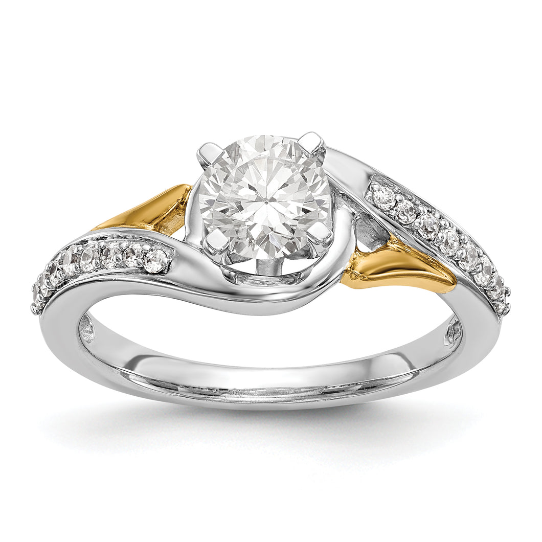 14k White Gold Peg Set Diamond Semi-mount By-Pass Engagement Ring