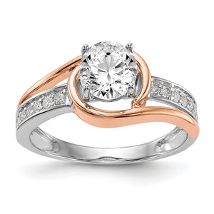 14k Two-tone Peg Set Diamond Semi-mount By-Pass Engagement Ring