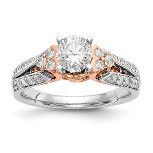 14k Two-tone Peg Set Diamond Semi-mount By-Pass Engagement Ring