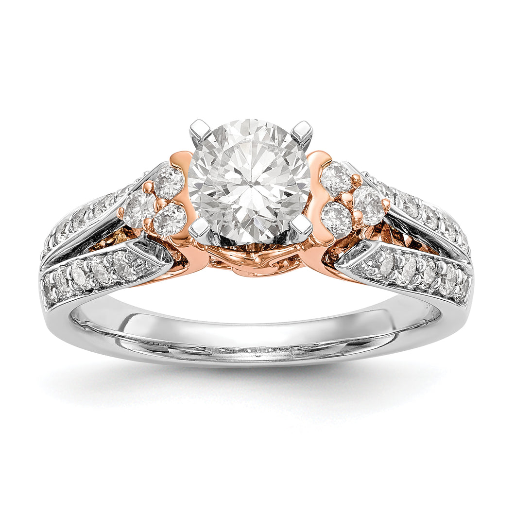 14k Two-tone Peg Set Diamond Semi-mount By-Pass Engagement Ring