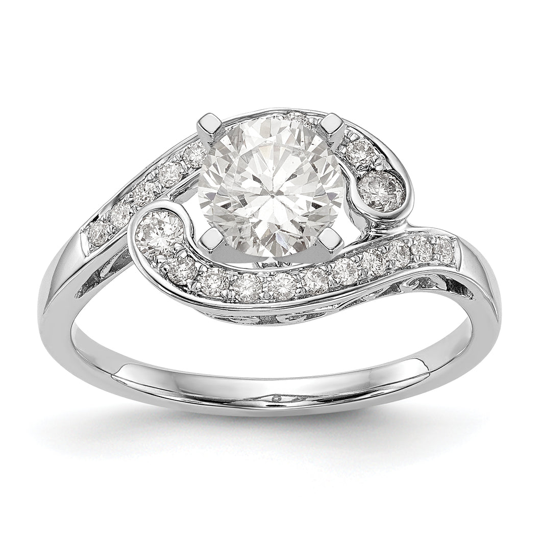 14k White Gold Peg Set Diamond Semi-mount By-Pass Engagement Ring