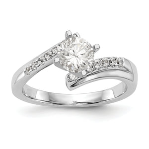 14k White Gold Peg Set Diamond Semi-mount By-Pass Engagement Ring