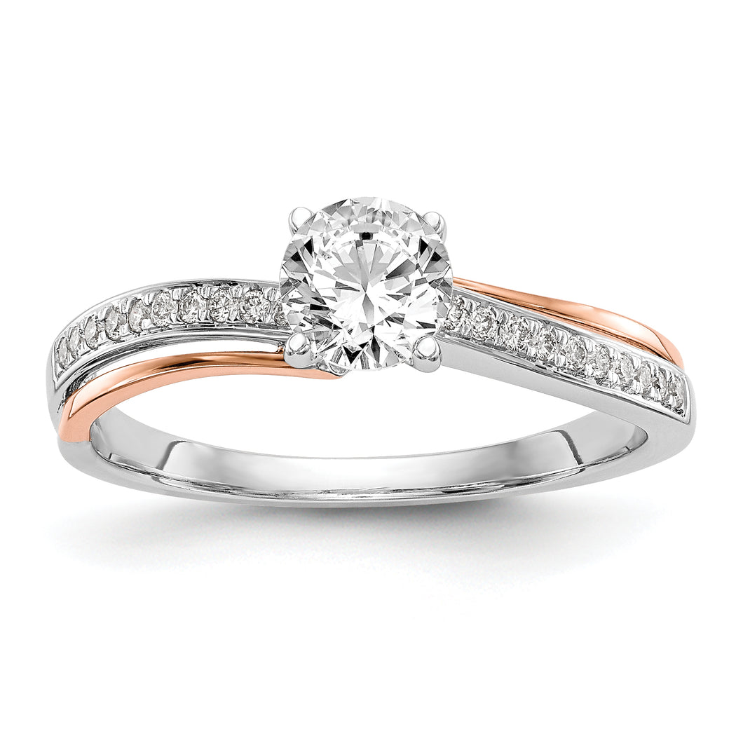 14k Two-tone Peg Set Diamond Semi-mount By-Pass Engagement Ring