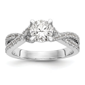 14k White Gold Diamond Round Semi-mount By-Pass Engagement Ring