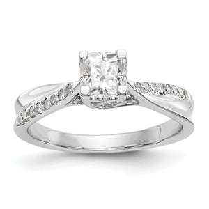 14k White Gold Diamond Princess Semi-mount Criss-Cross Engagement Ring