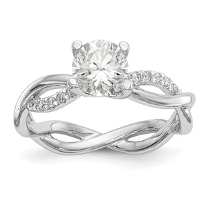 14k White Gold Diamond Round Semi-mount Criss-Cross Engagement Ring