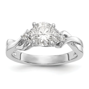 14k White Gold Diamond Round Semi-mount Criss-Cross Engagement Ring