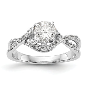 14k White Gold Peg Set Diamond Semi-mount Criss-Cross Engagement Ring