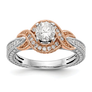 14k TT Peg Set Diamond Semi-mount Criss-Cross Engagement Ring