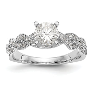 14k White Gold Peg Set Diamond Semi-mount Criss-Cross Engagement Ring