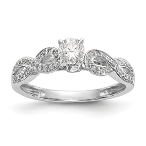 14k White Gold Peg Set Diamond Semi-mount Criss-Cross Engagement Ring