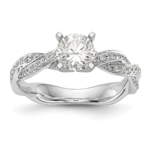 14k White Gold Peg Set Semi-mount Criss-Cross Engagement Ring