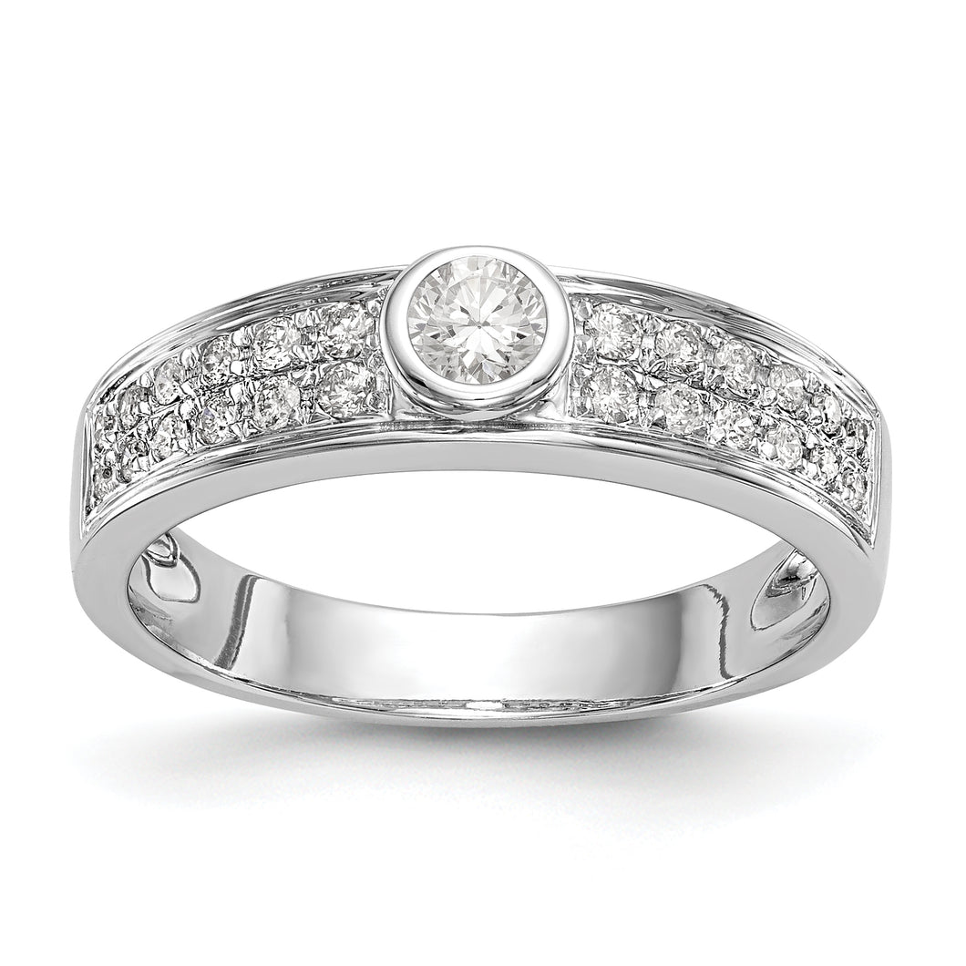 14K White Gold Diamond Bezel Semi-mount Engagement Ring