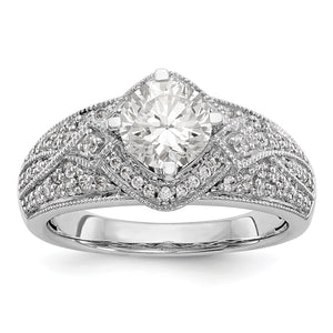 14K White Gold Diamond 4 Prong Round Semi Mount Engagement Ring