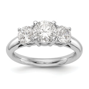 14K White Gold 3-Stone Diamond Semi-Mount Engagement Ring