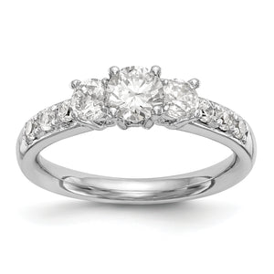 14K White Gold 3-Stone Diamond Semi-Mount Engagement Ring